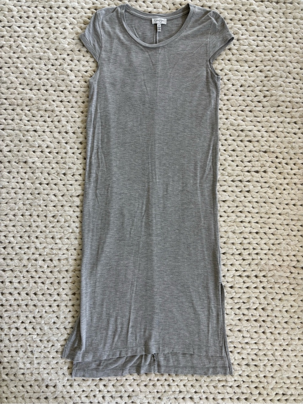 Minimalist Grey Midi T-Shirt Dress